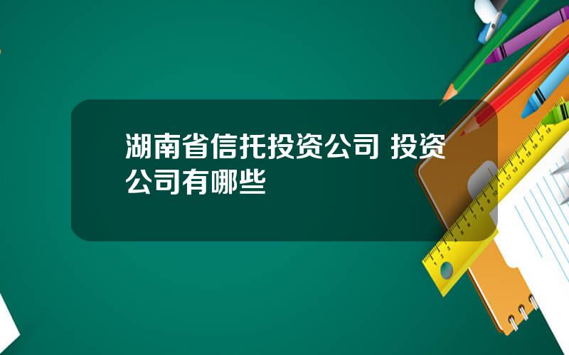 湖南省信托投资公司 投资公司有哪些